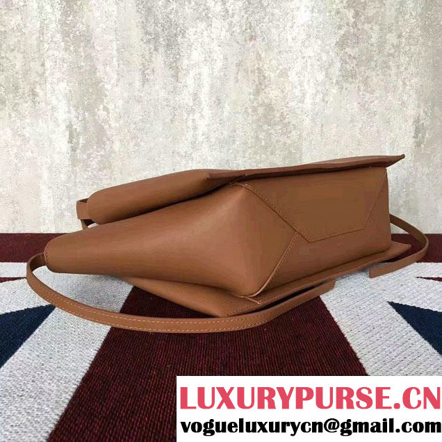 Celine Supple Natural Calfskin Small Tri-Fold Shoulder Bag Brown 2016