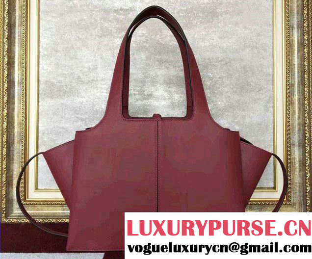 Celine Supple Natural Calfskin Small Tri-Fold Shoulder Bag Burgundy 2016