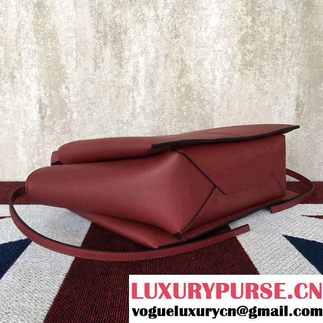 Celine Supple Natural Calfskin Small Tri-Fold Shoulder Bag Burgundy 2016