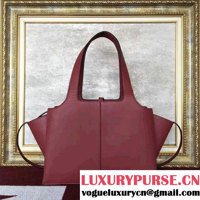Celine Supple Natural Calfskin Small Tri-Fold Shoulder Bag Burgundy 2016