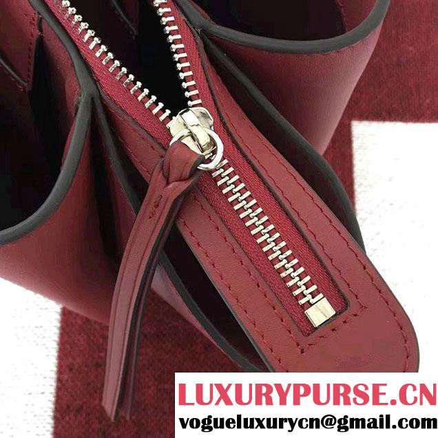 Celine Supple Natural Calfskin Small Tri-Fold Shoulder Bag Burgundy 2016
