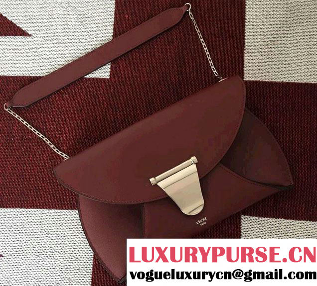 Celine Smooth Calfskin Chain Bag Clutch Burgundy Fall 2016