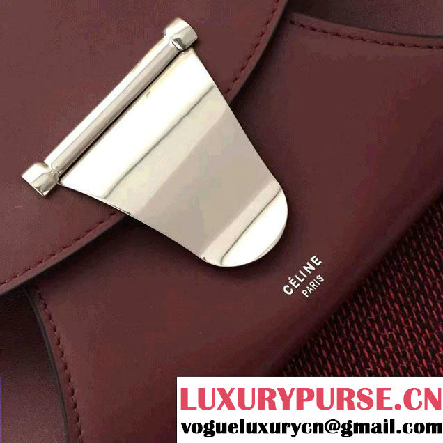 Celine Smooth Calfskin Chain Bag Clutch Burgundy Fall 2016