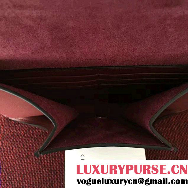 Celine Smooth Calfskin Chain Bag Clutch Burgundy Fall 2016