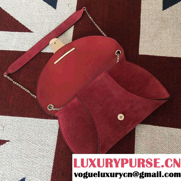 Celine Suede Calfskin Chain Bag Clutch Red Fall 2016
