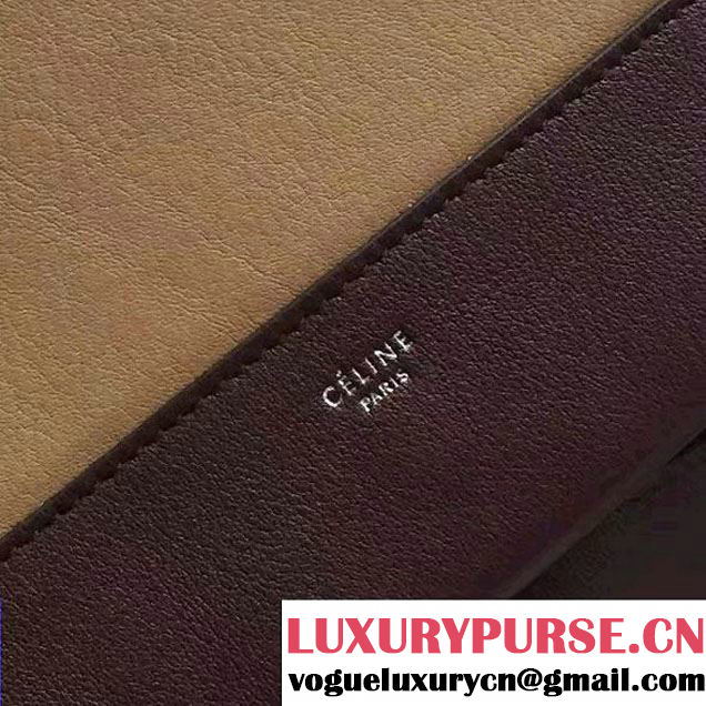Celine Smooth Calfskin Medium Frame Shoulder Bag Burgundy/Light Camel Spring 2017
