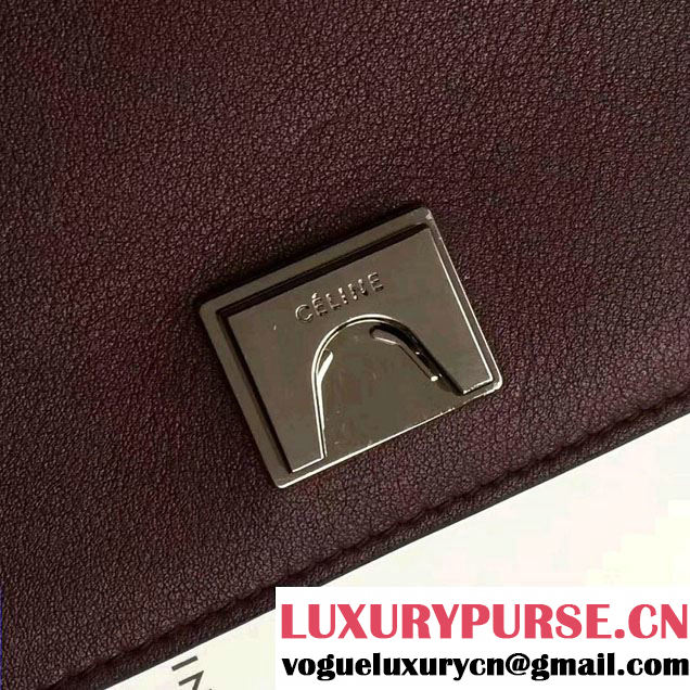 Celine Smooth Calfskin Medium Frame Shoulder Bag Burgundy/Light Camel Spring 2017