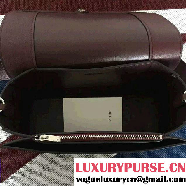 Celine Smooth Calfskin Medium Frame Shoulder Bag Burgundy/Light Camel Spring 2017