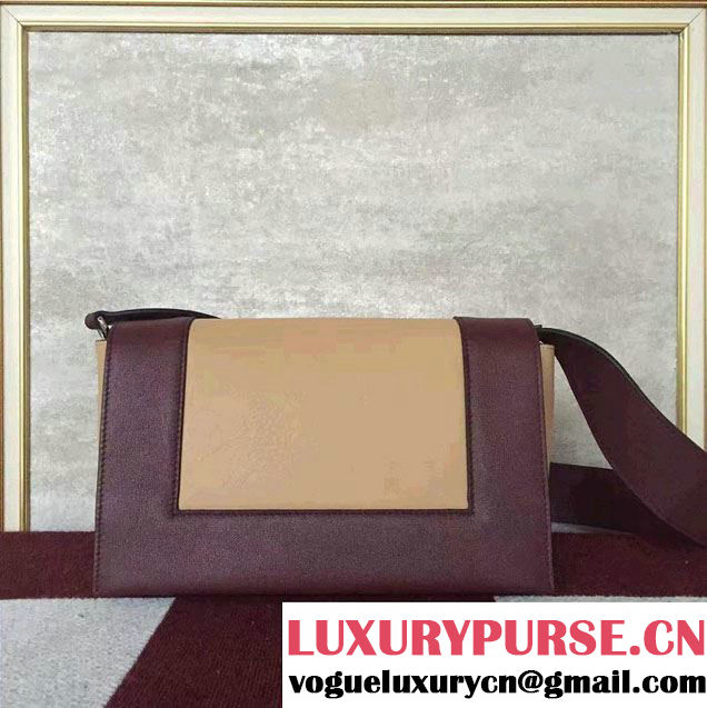 Celine Smooth Calfskin Medium Frame Shoulder Bag Burgundy/Light Camel Spring 2017