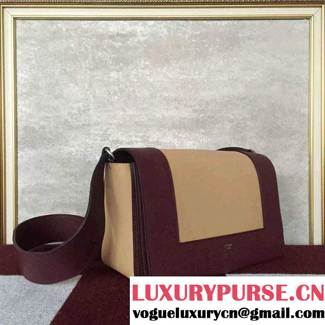 Celine Smooth Calfskin Medium Frame Shoulder Bag Burgundy/Light Camel Spring 2017