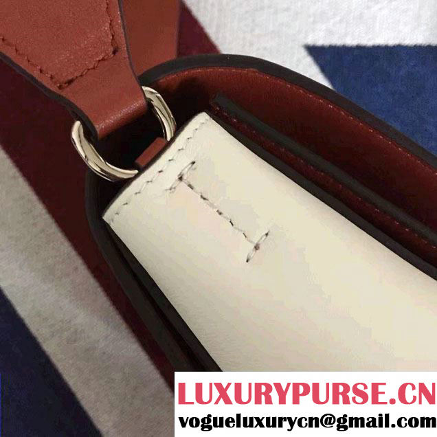 Celine Smooth Calfskin Medium Frame Shoulder Bag Burnt Red/White Spring 2017