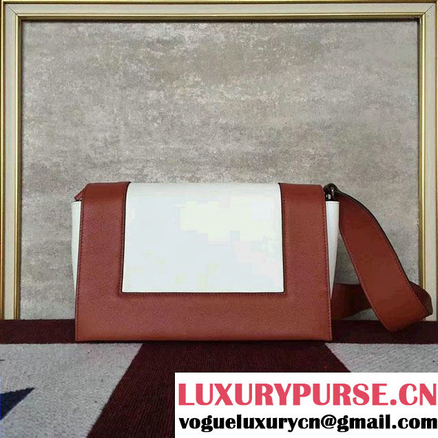 Celine Smooth Calfskin Medium Frame Shoulder Bag Burnt Red/White Spring 2017