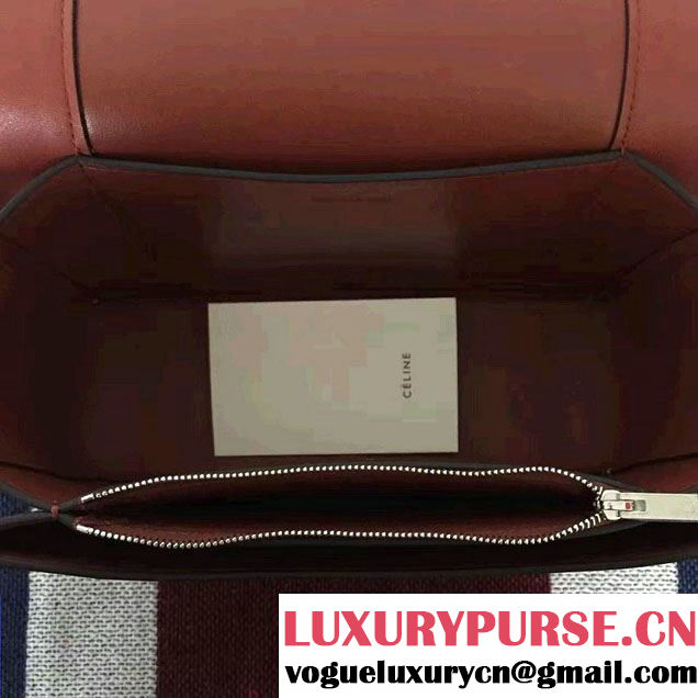 Celine Smooth Calfskin Medium Frame Shoulder Bag Burnt Red/White Spring 2017