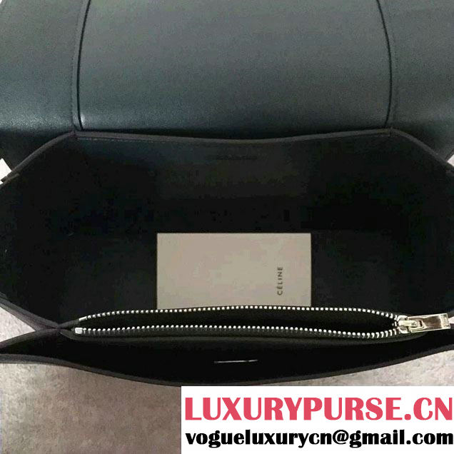 Celine Smooth Calfskin Medium Frame Shoulder Bag Dark Green/Mineral Spring 2017