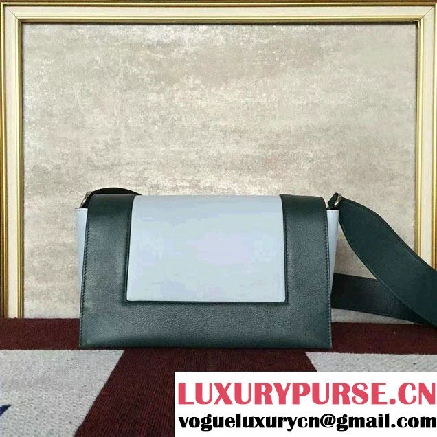 Celine Smooth Calfskin Medium Frame Shoulder Bag Dark Green/Mineral Spring 2017