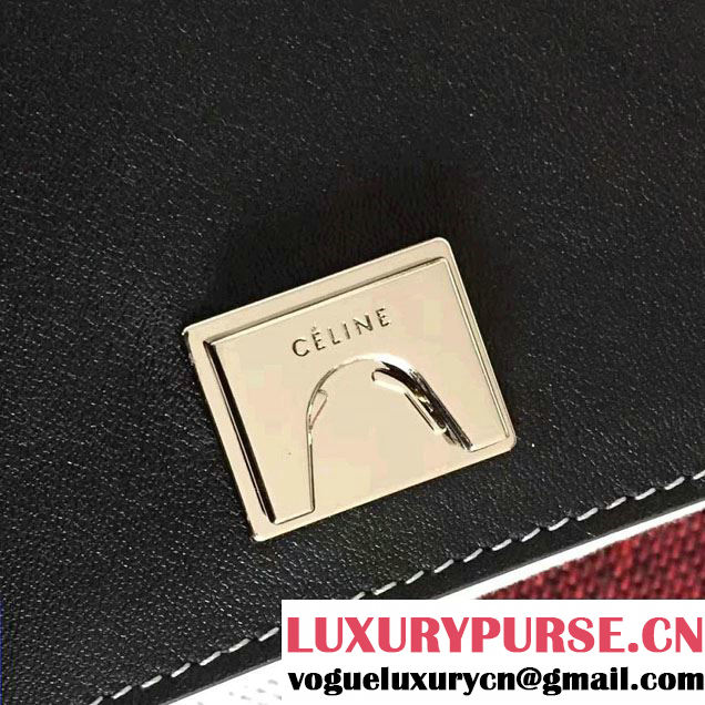 Celine Shiny Smooth Calfskin/Textile Medium Frame Shoulder Bag Black/White Spring 2017