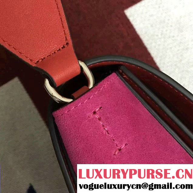 Celine Supersoft Calfskin and Suede Medium Frame Shoulder Bag Red/Fuchsia Spring 2017