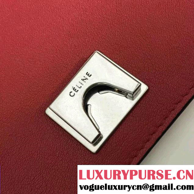 Celine Supersoft Calfskin and Suede Medium Frame Shoulder Bag Red/Fuchsia Spring 2017