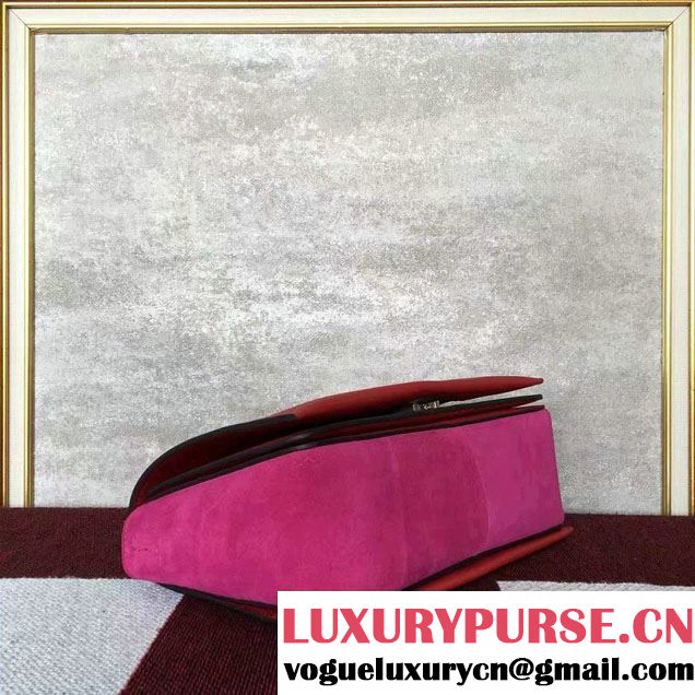 Celine Supersoft Calfskin and Suede Medium Frame Shoulder Bag Red/Fuchsia Spring 2017