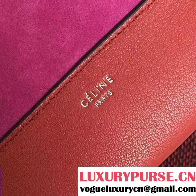 Celine Supersoft Calfskin and Suede Medium Frame Shoulder Bag Red/Fuchsia Spring 2017