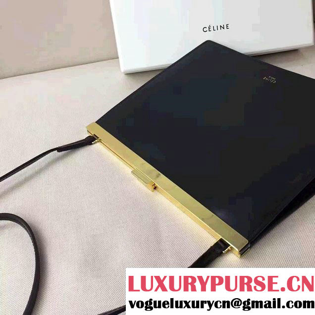 Celine Mini Clasp In Natural Calfskin Crossbody Bag Black 2017