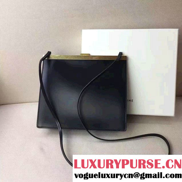 Celine Mini Clasp In Natural Calfskin Crossbody Bag Black 2017