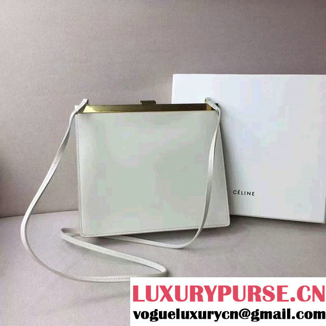 Celine Mini Clasp In Natural Calfskin Crossbody Bag White 2017