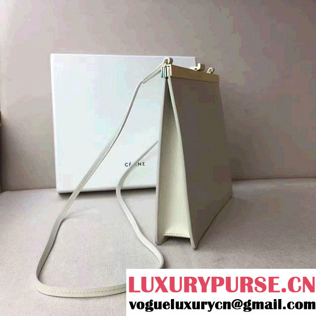Celine Mini Clasp In Natural Calfskin Crossbody Bag White 2017