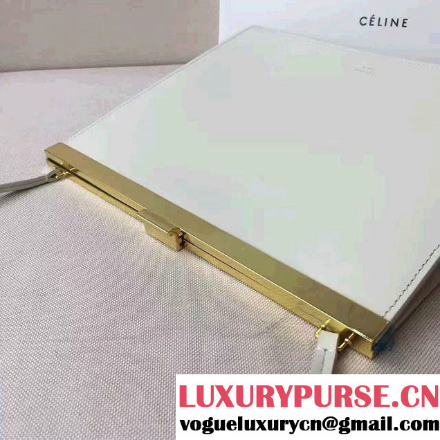 Celine Mini Clasp In Natural Calfskin Crossbody Bag White 2017