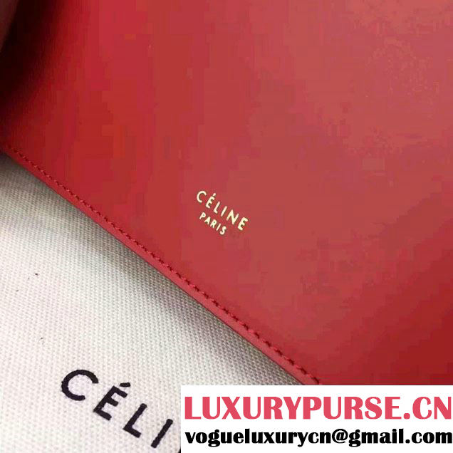 Celine Mini Clasp In Natural Calfskin Crossbody Bag Red 2017