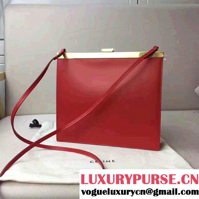 Celine Mini Clasp In Natural Calfskin Crossbody Bag Red 2017