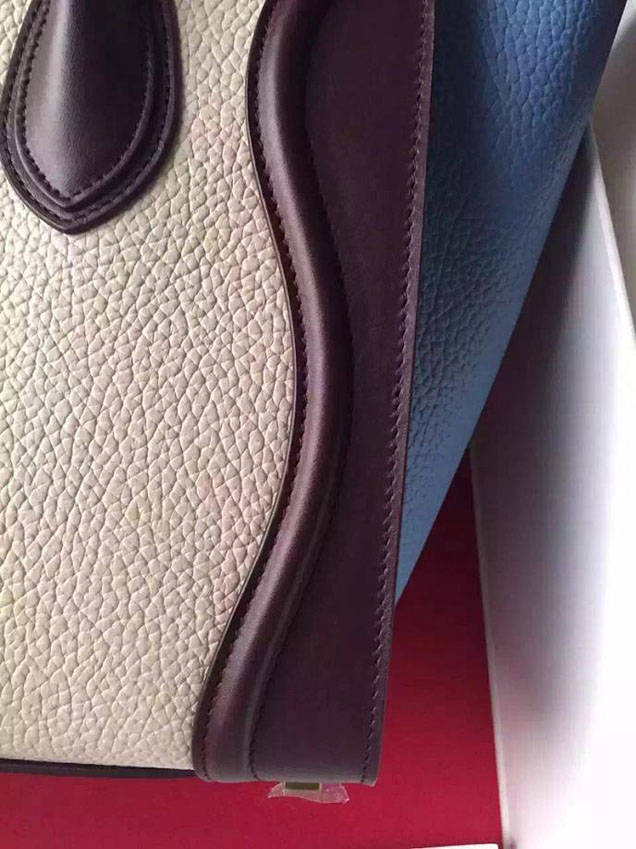 Celine Micro Luggage Bag Grained Calfskin Fall Winter 2015 Collection Multicolor Beige Burgundy Blue