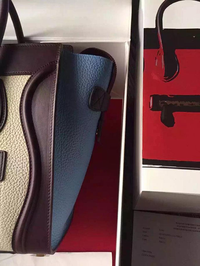 Celine Micro Luggage Bag Grained Calfskin Fall Winter 2015 Collection Multicolor Beige Burgundy Blue