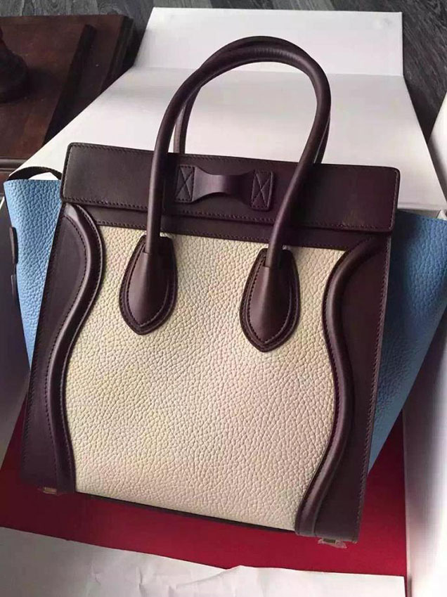 Celine Micro Luggage Bag Grained Calfskin Fall Winter 2015 Collection Multicolor Beige Burgundy Blue
