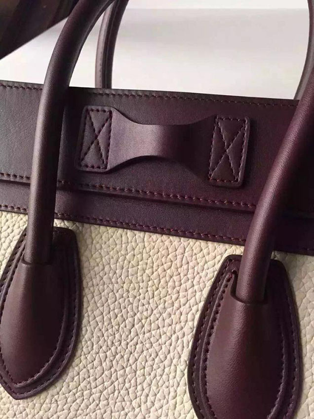 Celine Micro Luggage Bag Grained Calfskin Fall Winter 2015 Collection Multicolor Beige Burgundy Blue