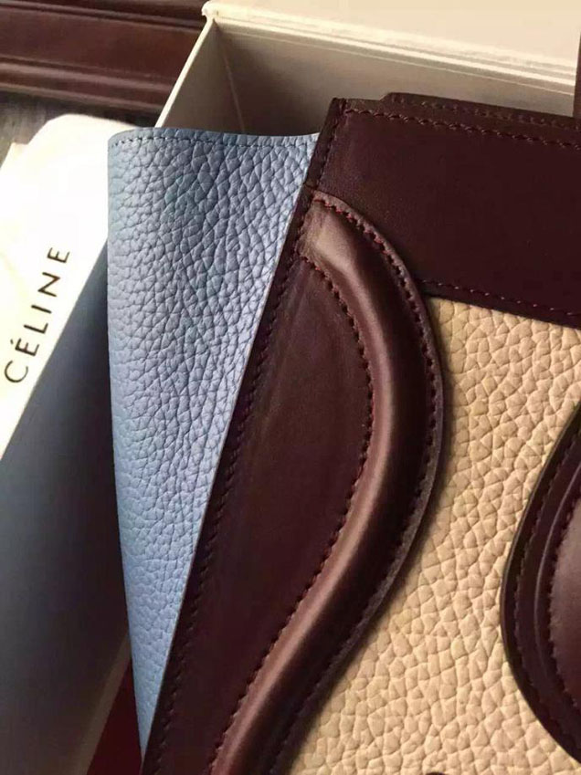 Celine Micro Luggage Bag Grained Calfskin Fall Winter 2015 Collection Multicolor Beige Burgundy Blue