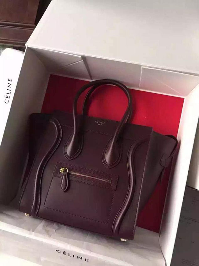 Celine Micro Luggage Bag Smooth Calfskin Fall Winter 2015 Collection Burgundy