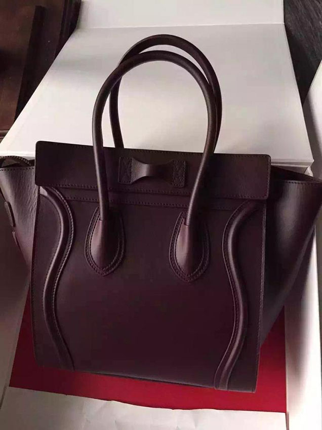 Celine Micro Luggage Bag Smooth Calfskin Fall Winter 2015 Collection Burgundy