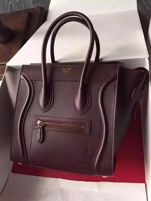 Celine Micro Luggage Bag Smooth Calfskin Fall Winter 2015 Collection Burgundy
