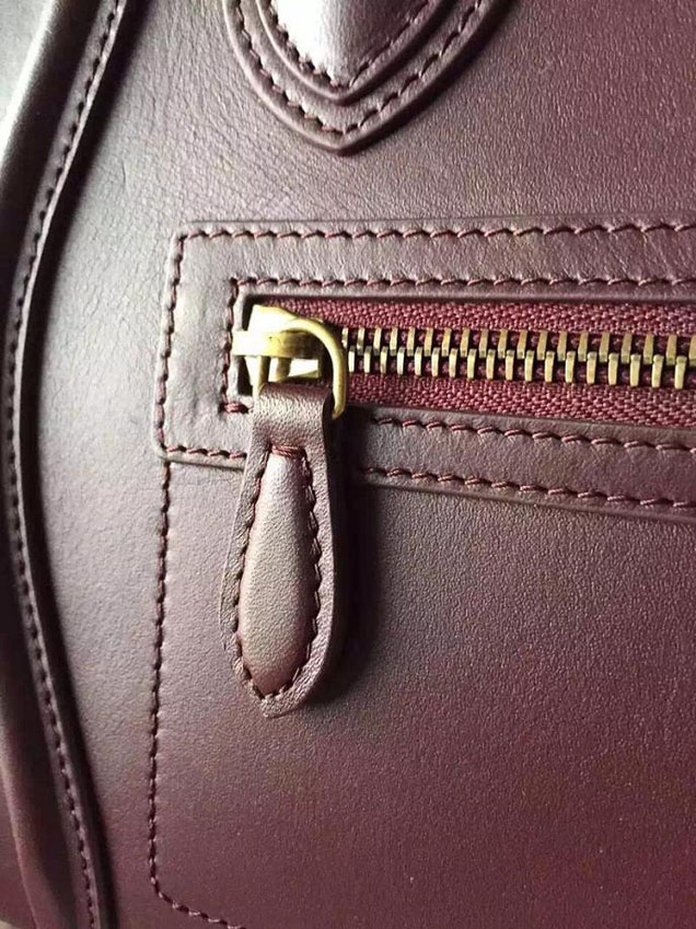 Celine Micro Luggage Bag Smooth Calfskin Fall Winter 2015 Collection Burgundy