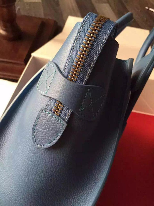 Celine Micro Luggage Bag Grained Calfskin Fall Winter 2015 Collection Blue