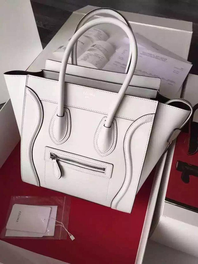 Celine Micro Luggage Bag Smooth Calfskin Fall Winter 2015 Collection White Calf