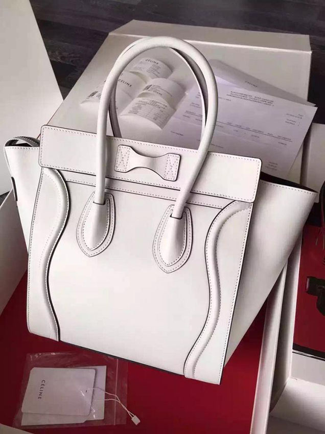 Celine Micro Luggage Bag Smooth Calfskin Fall Winter 2015 Collection White Calf