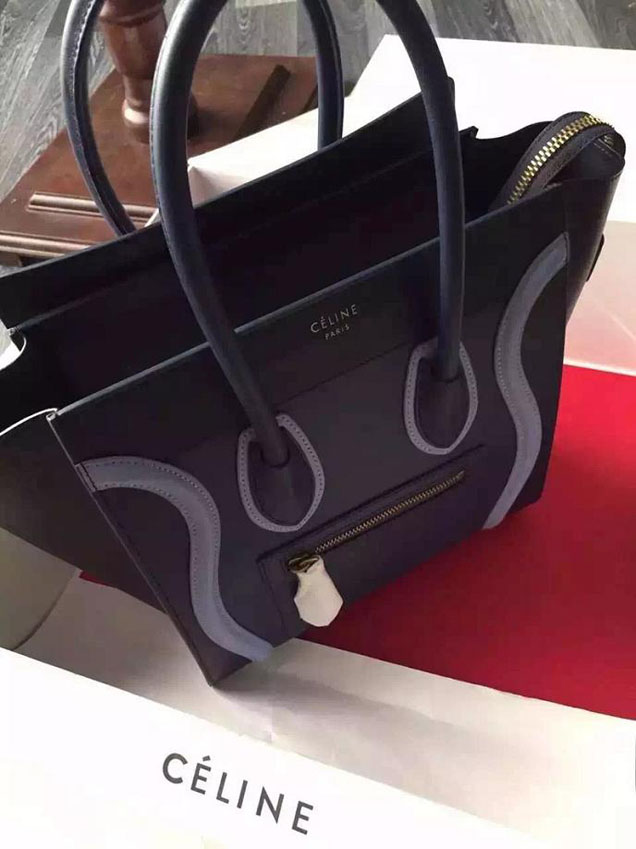Celine Micro Luggage Bag Grained Calfskin Fall Winter 2015 Collection Multicolor Midnight Blue Light Blue