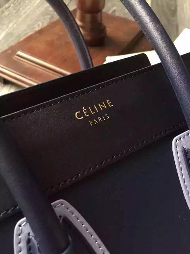 Celine Micro Luggage Bag Grained Calfskin Fall Winter 2015 Collection Multicolor Midnight Blue Light Blue