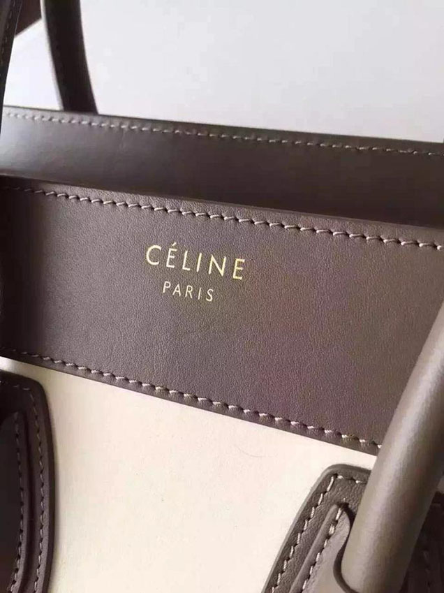 Celine Micro Luggage Bag Grained Calfskin Fall Winter 2015 Collection Multicolor Off-White Etoupe Yellow