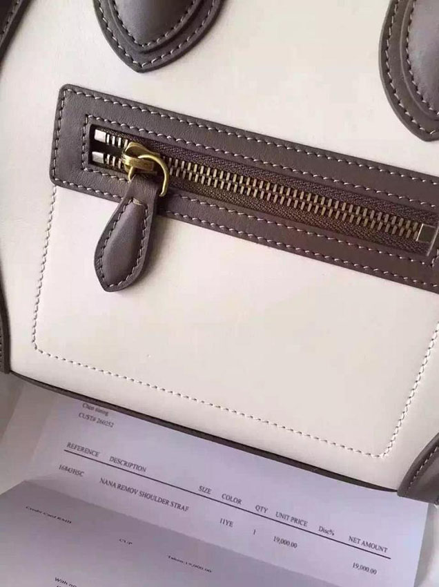 Celine Micro Luggage Bag Grained Calfskin Fall Winter 2015 Collection Multicolor Off-White Etoupe Yellow