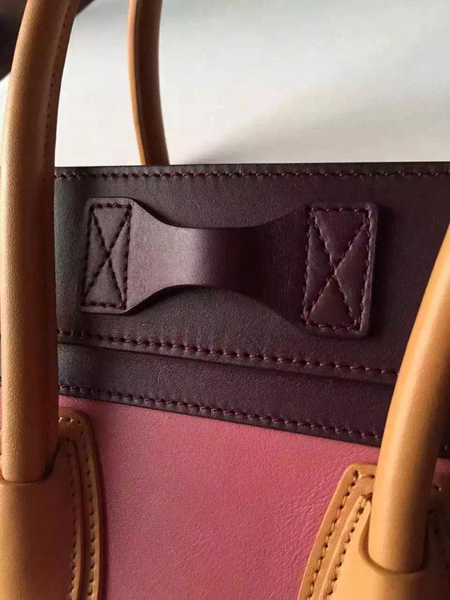 Celine Micro Luggage Bag Grained Calfskin Fall Winter 2015 Collection Multicolor Salmon Burgundy Orange Beige