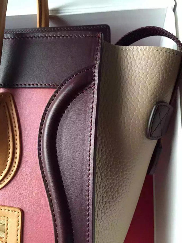 Celine Micro Luggage Bag Grained Calfskin Fall Winter 2015 Collection Multicolor Salmon Burgundy Orange Beige
