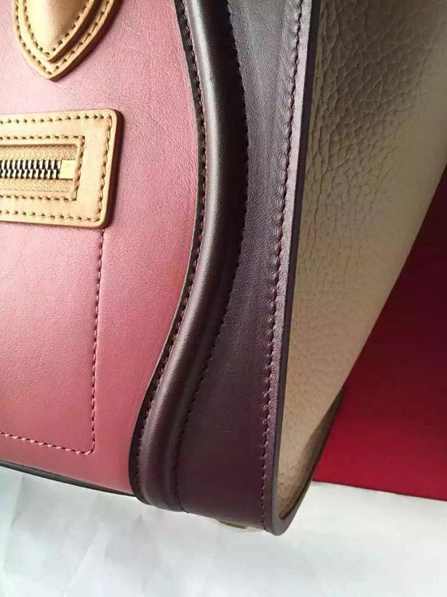 Celine Micro Luggage Bag Grained Calfskin Fall Winter 2015 Collection Multicolor Salmon Burgundy Orange Beige
